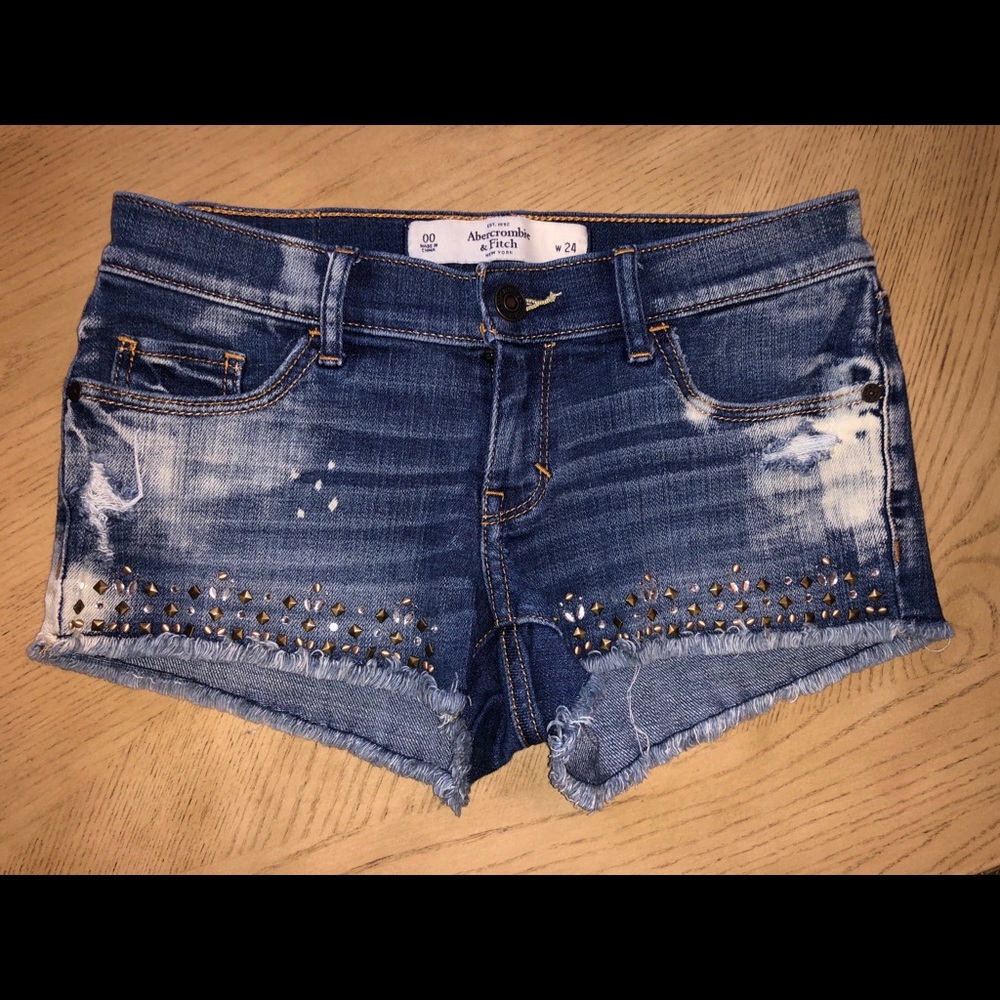 24" Studded Jean Shorts